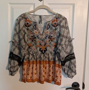 Beautiful Embroidered Boho Peasant Blouse Top Anthropologie Xs
